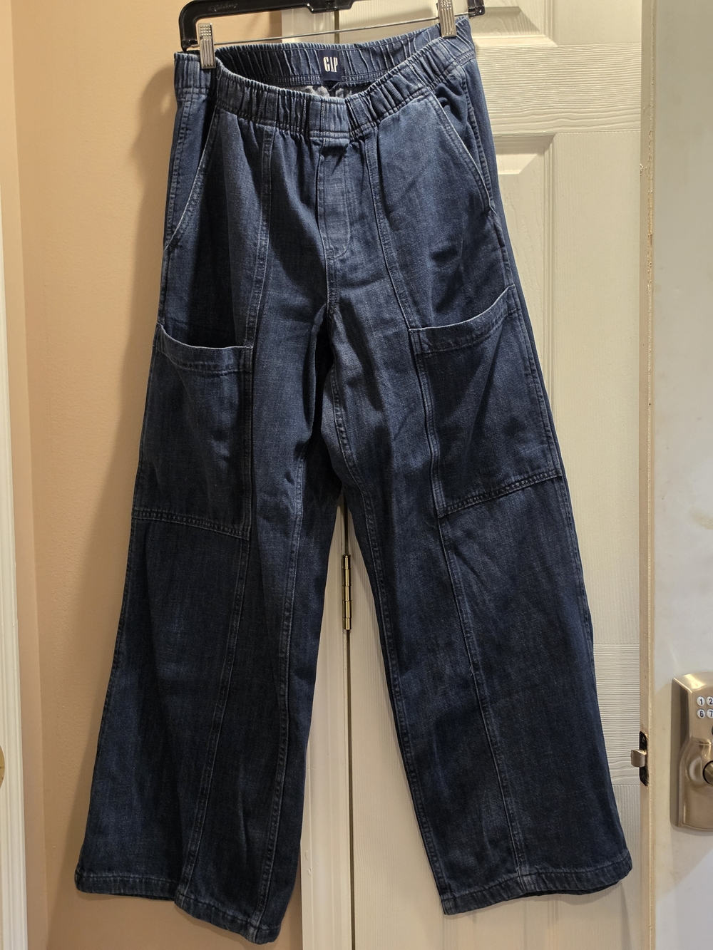 GAP Wide Leg Dark Wash Denim Utility Pants SIZE M